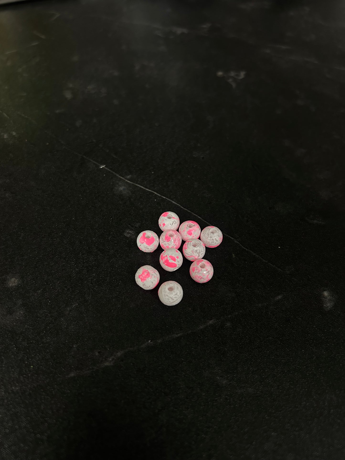 Neon Glow Series | Trout & Salmon beads | GlowN’ Roe | Hot Pink Swirl | 6mm | 20 count