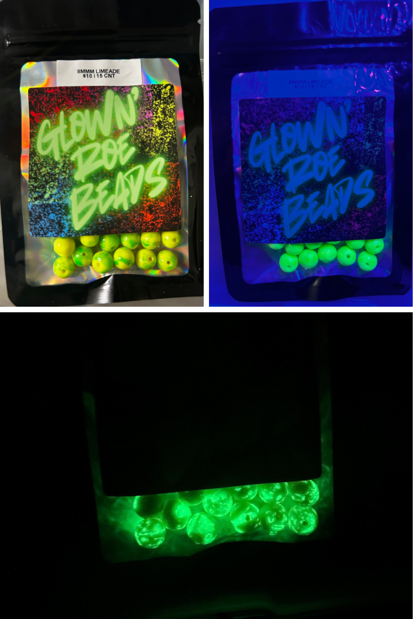 UV Glow Trout & Salmon Beads |Limeade