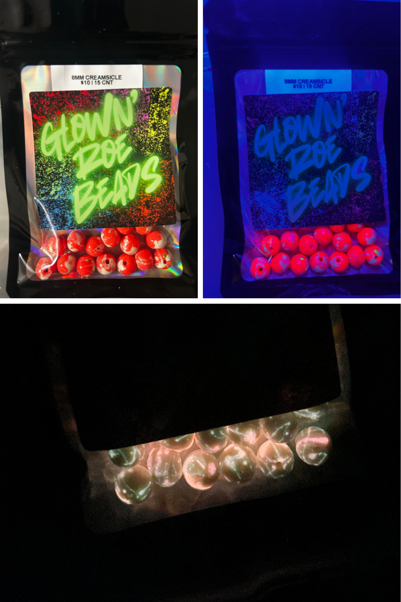 UV Glow Series Salmon & Trout beads | Creamsicle | 8mm