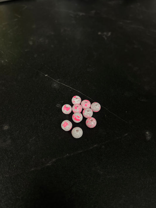 Neon Glow Series | Trout & Salmon beads | GlowN’ Roe | Hot Pink Swirl | 6mm | 20 count