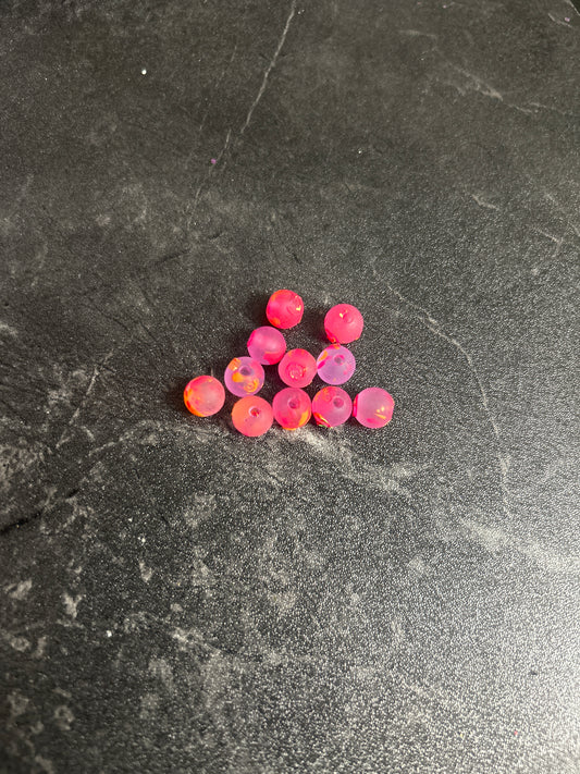 Neon Glow Series | Trout & Salmon Beads | GlowN’ Roe | Peachy Blue | 6mm | 20 count