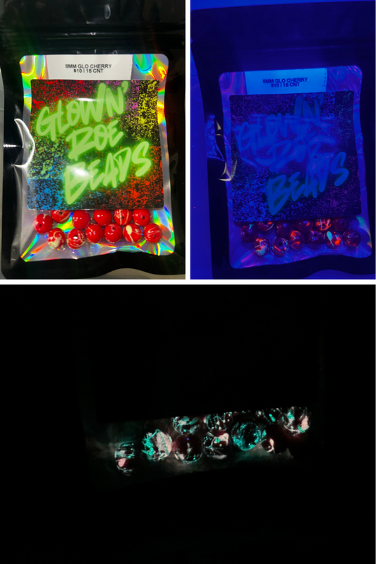 UV Glow Series Salmon & Trout beads | Glow cherry