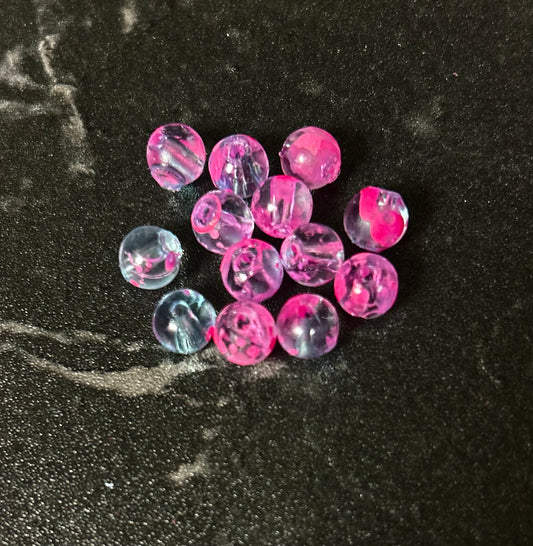 Neon Glow Series | Salmon & Trout beads| GlowN ’ Roe | Cotton Candy | 6mm | 20 count