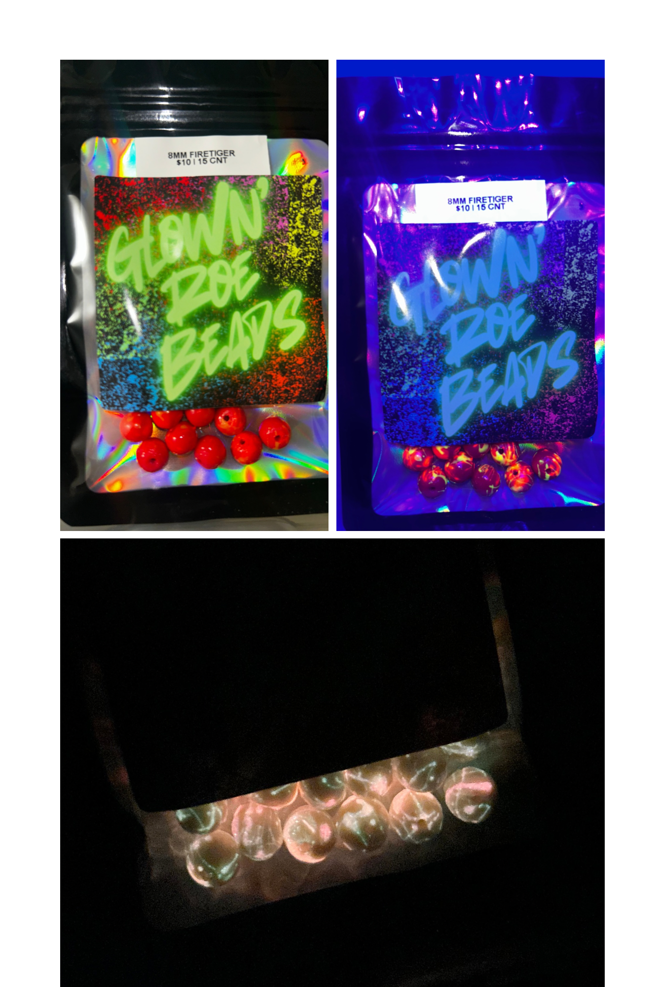 UV Glow series Salmon & Trout Beads | Fire Tiger