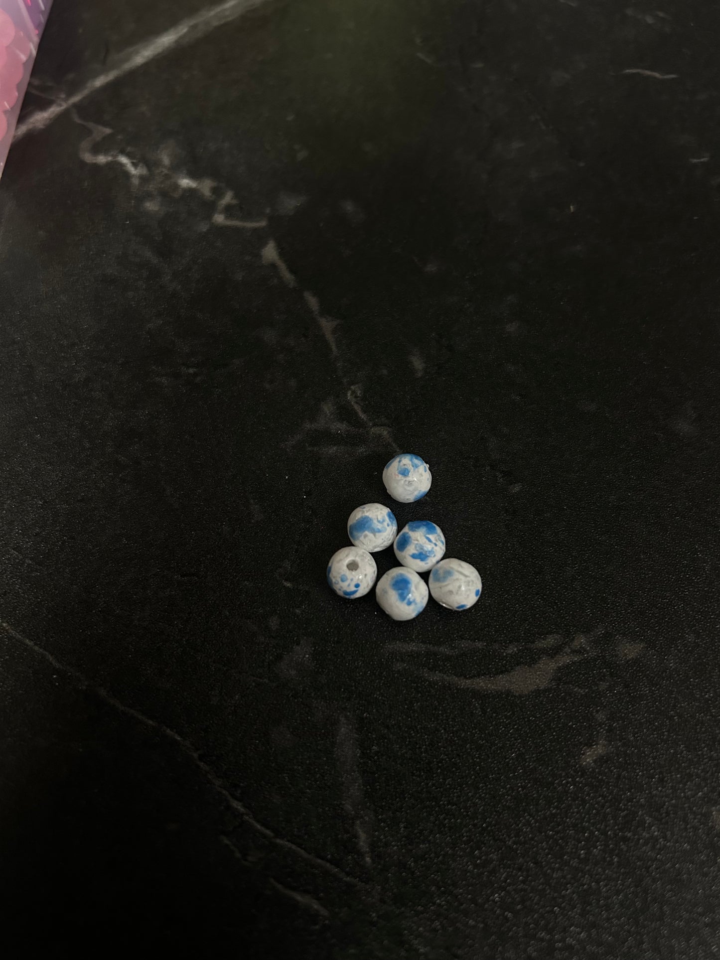 Neon Glow Series |Trout & Salmon beads | GlowN’ Roe | Blue Marble | 6mm | 20 count