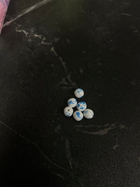 Neon Glow Series |Trout & Salmon beads | GlowN’ Roe | Blue Marble | 6mm | 20 count