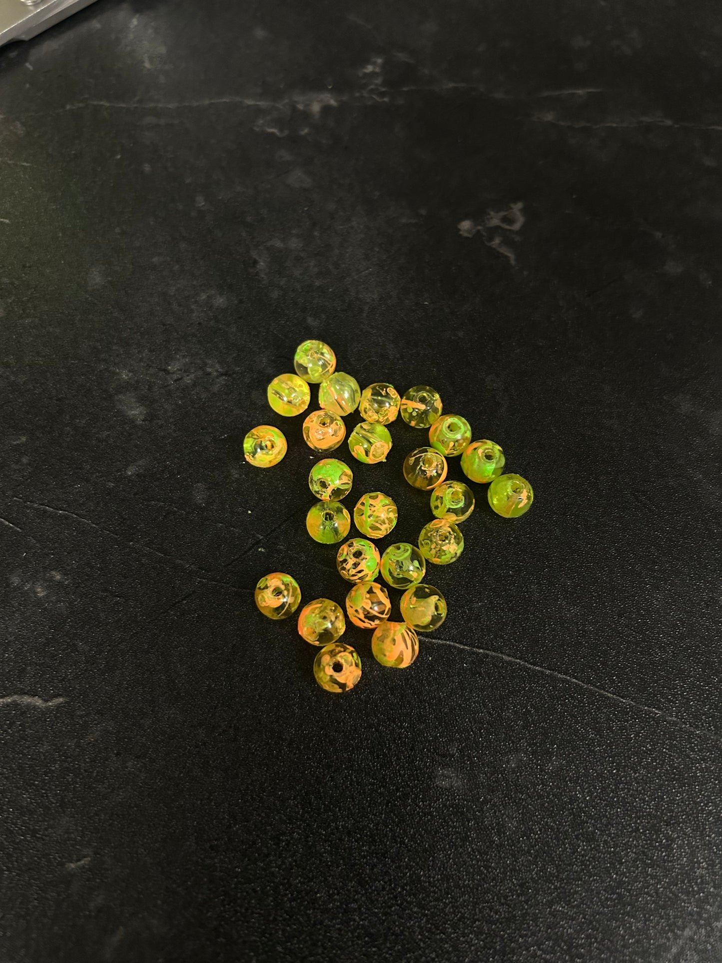 Neon Glow Series | Salmon & Trout beads | GlowN ’ Roe | Atomic Swirl | 6mm | 20 count