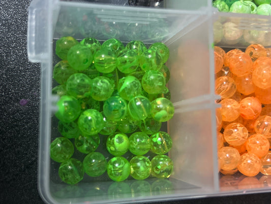 Neon Glow Series | Salmon & Trout beads | GlowN’ Roe | Sour Apple green | 6mm | 20 count